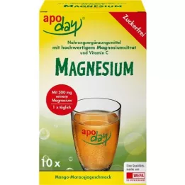 APODAY Magnézium mango-passiové ovocie v prášku bez cukru, 10X4,5 g