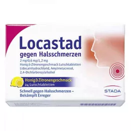 Locastad na bolesti hrdla 2mg/0,6mg/1,2mg med/citrón (24 kusov)
