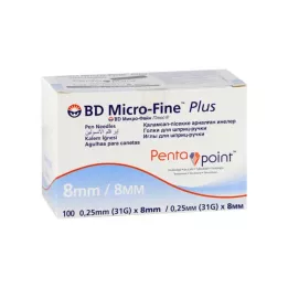 BD MICRO-FINE+ 8 ihiel do pera 0,25x8 mm, 100 ks