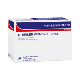 HANSAPOR sterilný obväz na rany 8x10 cm, 25 ks