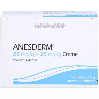 ANESDERM 25 mg/g + 25 mg/g krém + 10 náplastí, 5x5 g