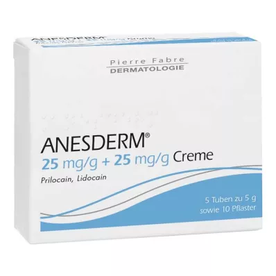 ANESDERM 25 mg/g + 25 mg/g krém + náplasť, 5x5 g ANESDERM 25 mg/g + 25 mg/g krém + náplasť, 5x5 g