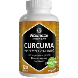 CURCUMA+PIPERIN+Vitamín C vegánske kapsule, 120 kapsúl