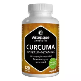 CURCUMA+PIPERIN+Vitamín C vegánske kapsule, 120 kapsúl