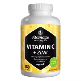 VITAMIN C 1000 mg vegánske tablety s vysokou dávkou + zinok, 180 ks