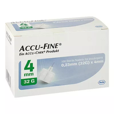 Accu Fine sterilné ihly pre inzulínové perá 4 mm 32 G, 100 ks Accu Fine sterilné ihly pre inzulínové perá 4 mm 32 G, 100 ks