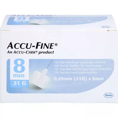 ACCU FINE Sterilné ihly do inzulínových pier 8 mm 31 G, 100 ks