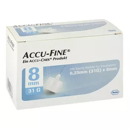 ACCU FINE Sterilné ihly do inzulínových pier 8 mm 31 G, 100 ks