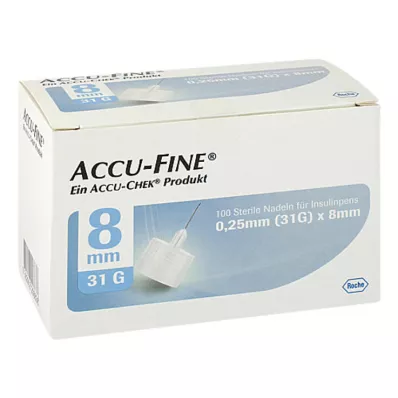 Accu Fine sterilné ihly pre inzulínové perá 8 mm 31 G, 100 ks Accu Fine sterilné ihly pre inzulínové perá 8 mm 31 G, 100 ks