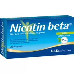 NICOTIN beta Mint 2 mg žuvačky s obsahom účinnej látky, 30 ks