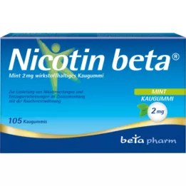 NICOTIN beta Mint 2 mg žuvačky s obsahom účinnej látky, 105 ks