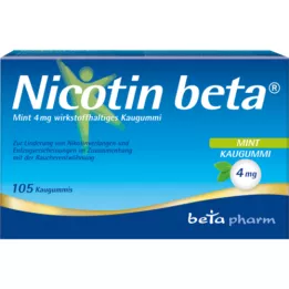 NICOTIN beta Mint 4 mg žuvačky s obsahom účinnej látky, 105 ks
