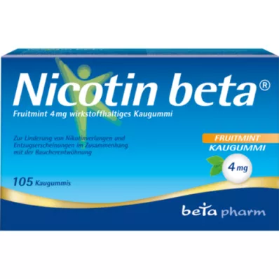 NICOTIN beta Fruitmint 4 mg žuvačky s obsahom účinnej látky, 105 ks