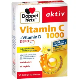DOPPELHERZ Vitamín C 1000+Vitamín D Depot active, 30 ks