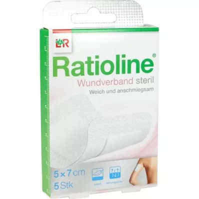 RATIOLINE Obväz na rany 7x5 cm sterilný, 5 ks