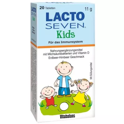 LACTO SEVEN Detské tablety s jahodovo-malinovou príchuťou, 20 ks