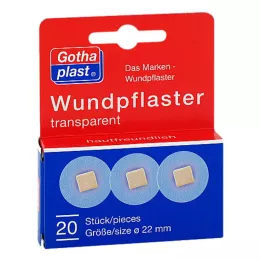 GOTHAPLAST Náplasti na rany 2,2 cm priehľadné, 20 ks