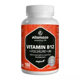 VITAMIN B12 1000 µg vo vysokej dávke + B9+B6 vegánske tablety, 180 ks