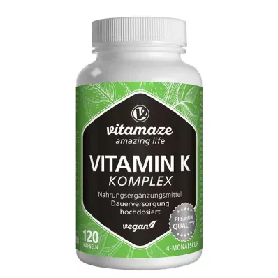 VITAMIN K1+K2 komplex vysokodávkované vegánske kapsule, 120 kapsúl