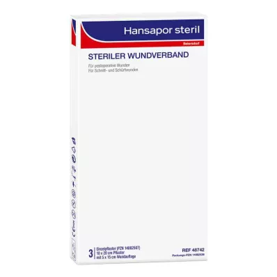 HANSAPOR Sterilný obväz na rany 10x20 cm, 3 ks