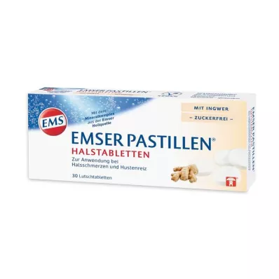 Emser pastilky pastilky do krku so zázvorom bez cukru, 30 ks
