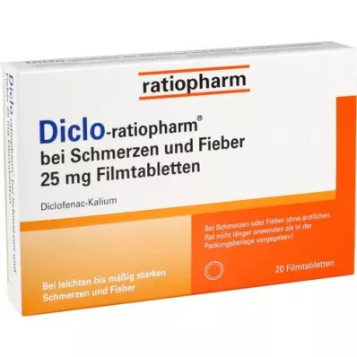 DICLO-RATIOPHARM na bolesť a horúčku 25 mg FTA, 20 ks