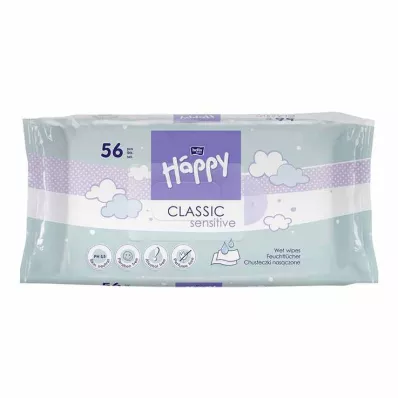 Bella Happy Sensitive vlhčené obrúsky so zacvakávacím uzáverom, 56 ks