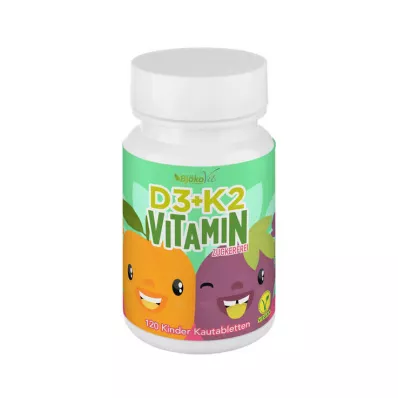 VITAMIN D3+K2 žuvacie tablety pre deti, vegánske, 120 ks