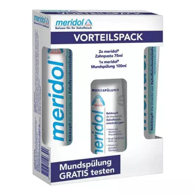 MERIDOL Zubná pasta výhodné balenie + 100 ml výplach, 2X75 ml