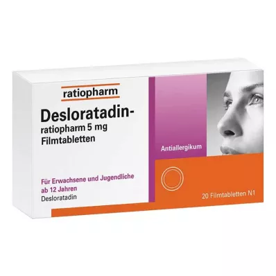Desloratadine ratiopharm 5 mg filmom obalené tablety, 20 ks Desloratadine ratiopharm 5 mg filmom obalené tablety, 20 ks
