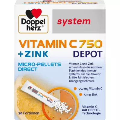 DOPPELHERZ Vitamín C 750 Depot systémové pelety, 20 ks