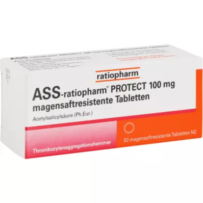 ASS-ratiopharm PROTECT 100 mg enterálne obalené tablety, 50 ks
