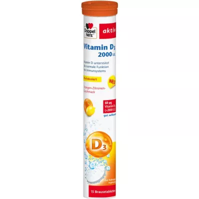 DOPPELHERZ Vitamín D3 2000 I.U. šumivé tablety, 15 ks