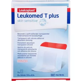LEUKOMED T plus skin sensitive sterilný 8x10 cm, 5 ks