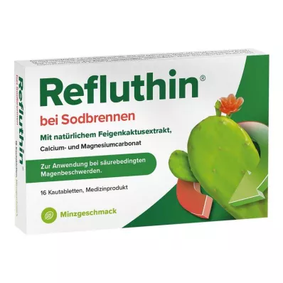 Refluthin na pálenie záhy žuvacie tablety mäta, 16 ks