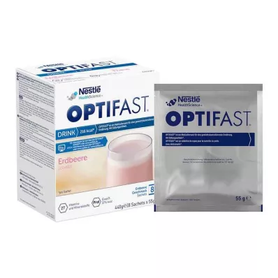 Optifast domáci nápoj jahodový prášok, 8X55 g