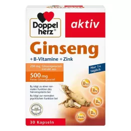 DOPPELHERZ Ženšen 250+B-vitamíny+zinok, 30 kapsúl