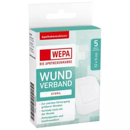 WEPA Obväz na rany 7,2x5 cm sterilný, 5 ks