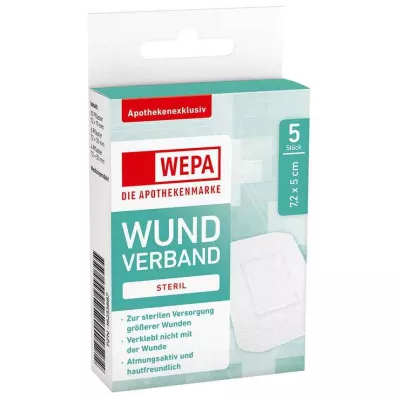 Wepa obväz na rany 7,2x5 cm sterilný, 5 ks Wepa obväz na rany 7,2x5 cm sterilný, 5 ks