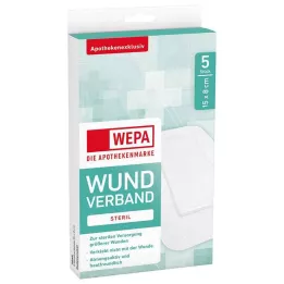 Wepa obväz na rany 8x15 cm sterilný, 5 ks