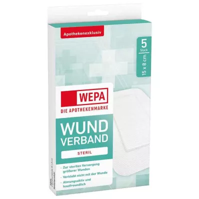 Wepa obväz na rany 8x15 cm sterilný, 5 ks Wepa obväz na rany 8x15 cm sterilný, 5 ks