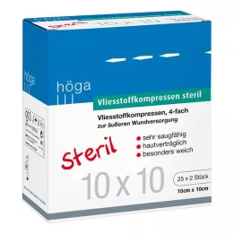 Obklady z netkanej textílie 10x10 cm sterilné 4-násobné, 25x2 kusy