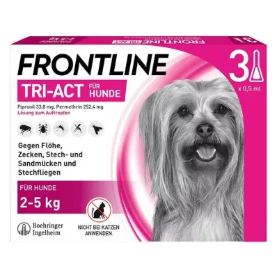 FRONTLINE Roztok Tri-Act na nakvapkanie psom s hmotnosťou 2-5 kg, 3 ks