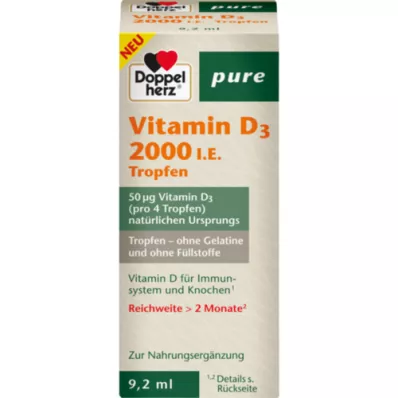 DOPPELHERZ Vitamín D3 2000 I.U., čisté kvapky, 9,2 ml