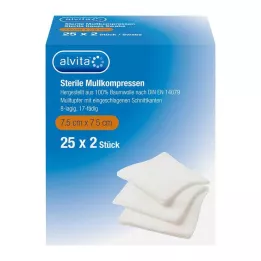 ALVITA Gázové kompresy sterilné 7,5x7,5 cm, 25X2 ks