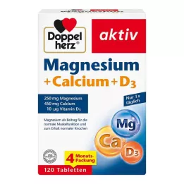 DOPPELHERZ Horčík+vápnik+D3 tablety, 120 kapsúl