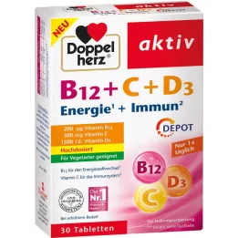 DOPPELHERZ B12+C+D3 Depot aktívne tablety, 30 ks