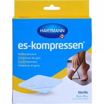 ES-KOMPRESSEN sterilný 10x10 cm 8-vrstvový 17-nitný, 5X2 ks