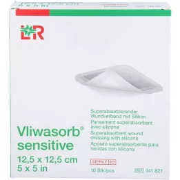 VLIWASORB citlivý superabsorpčný obväz na rany 12,5x12,5 cm, 10 ks