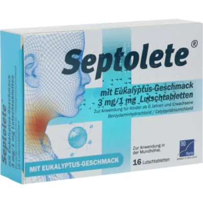 SEPTOLETE s eukalyptovou príchuťou 3mg/1mg Lut.-T., 16 ks